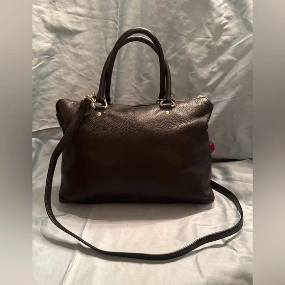 Coach Emma Black Pebbled Leather Satchel Bag - Picture 2 of 11